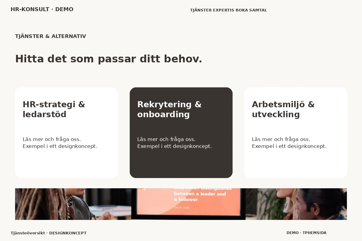Tjänsteöversikt – Tjänster & alternativ för hr-konsult