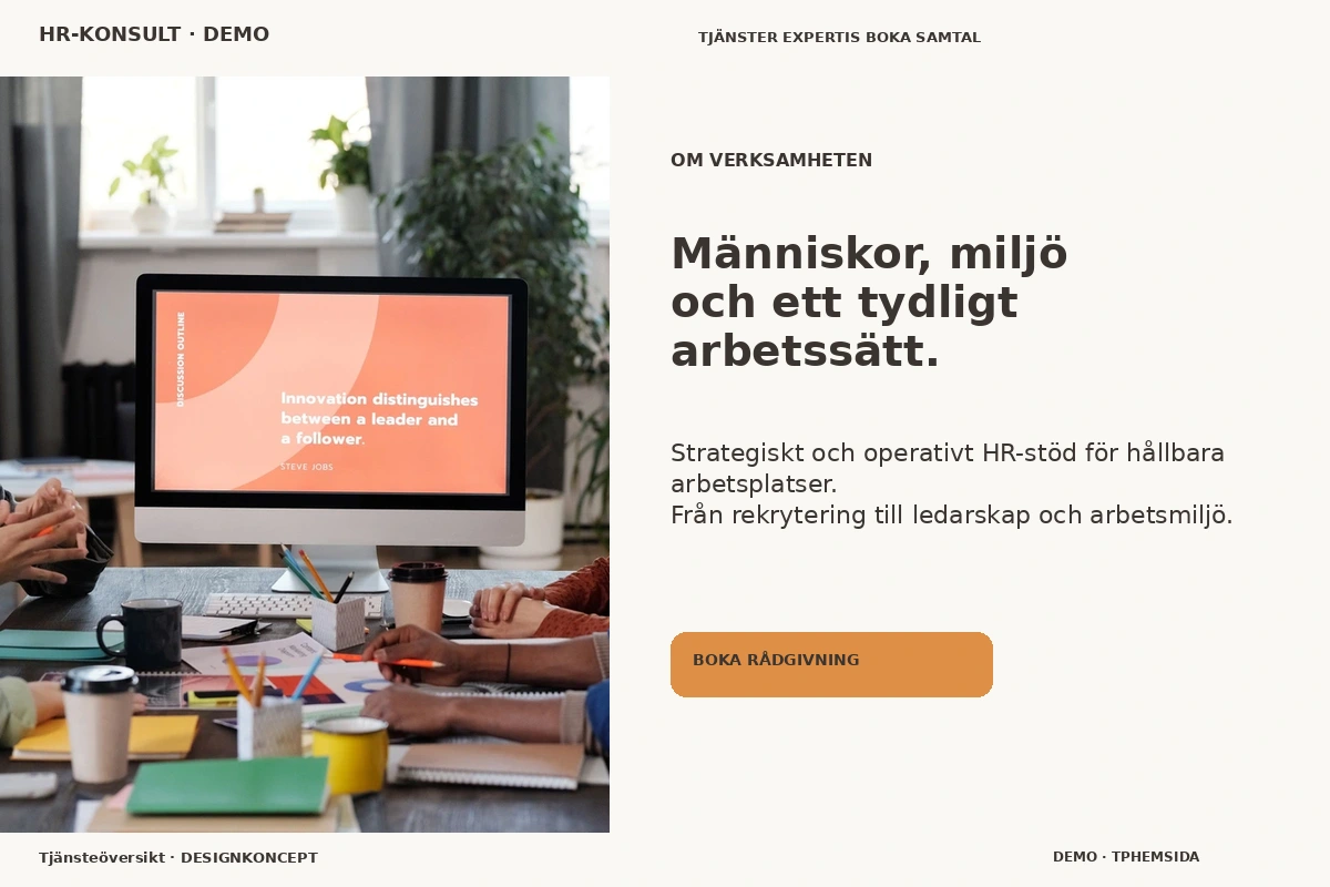 Tjänsteöversikt – Om verksamheten för hr-konsult