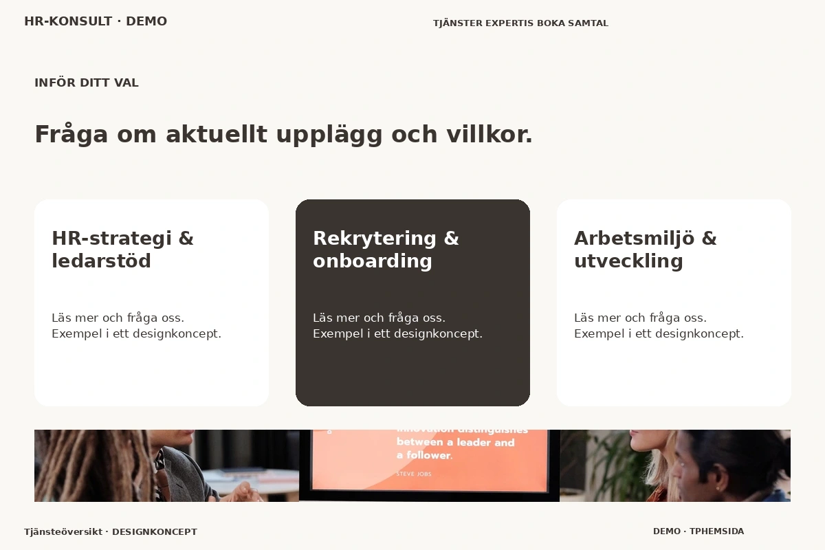 Tjänsteöversikt – Alternativ & villkor för hr-konsult