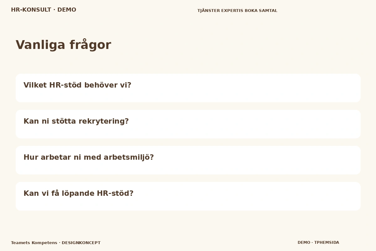Teamets Kompetens – Vanliga frågor för hr-konsult