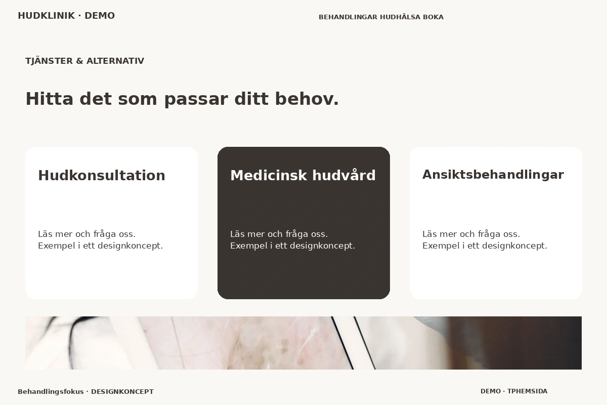 Behandlingsfokus – Tjänster & alternativ för hudklinik