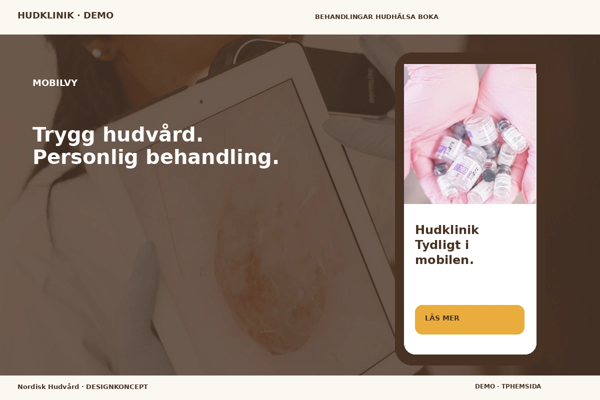 Nordisk Hudvård – Mobilvy för hudklinik