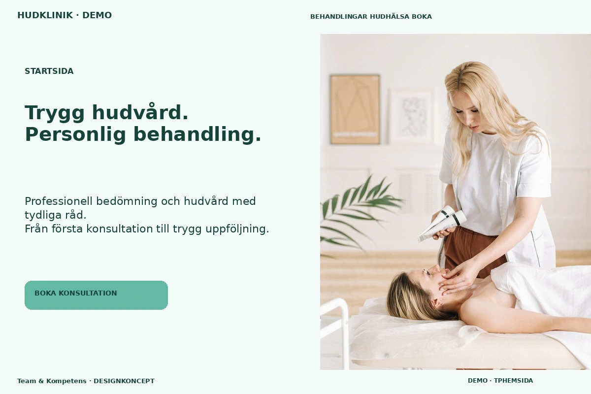 Team & Kompetens – Startsida för hudklinik