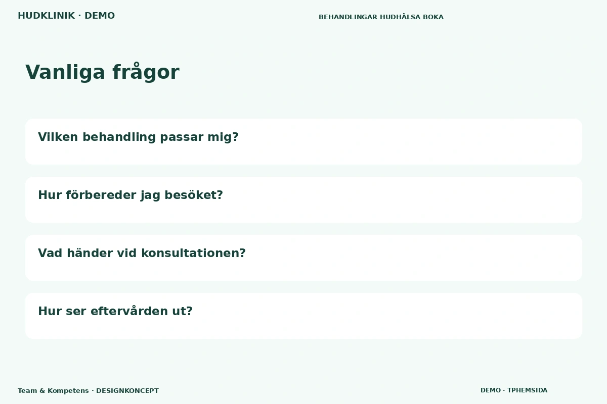 Team & Kompetens – Vanliga frågor för hudklinik
