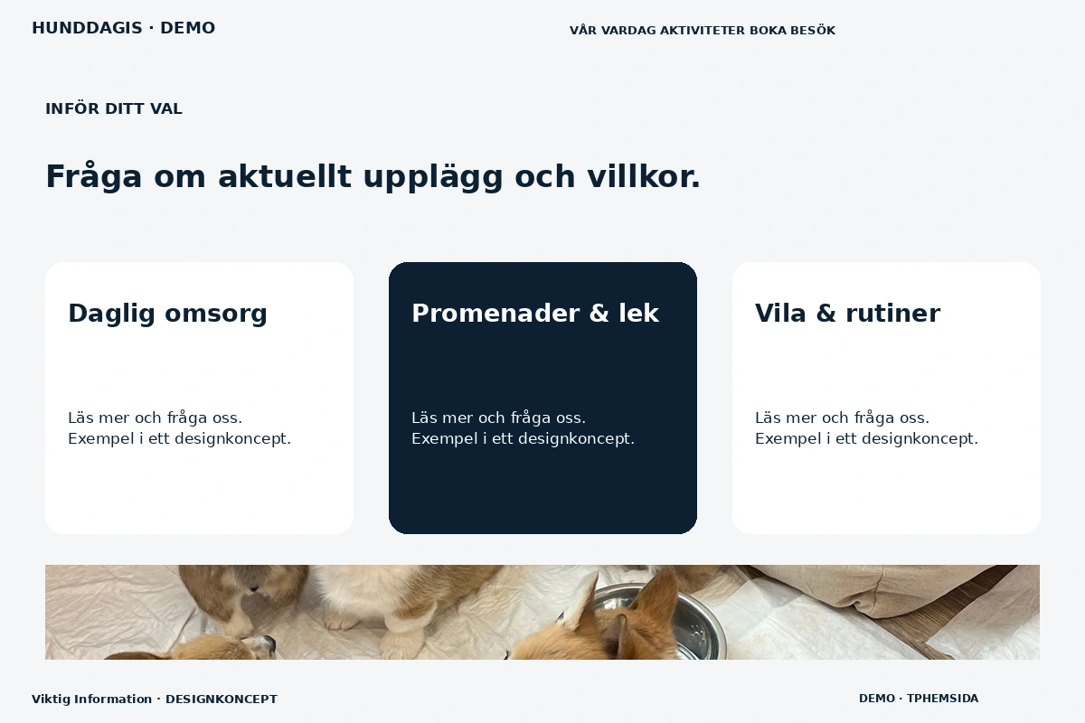 Viktig Information – Alternativ & villkor för hunddagis