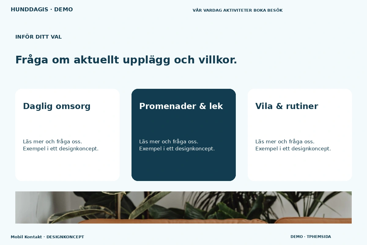 Mobil Kontakt – Alternativ & villkor för hunddagis