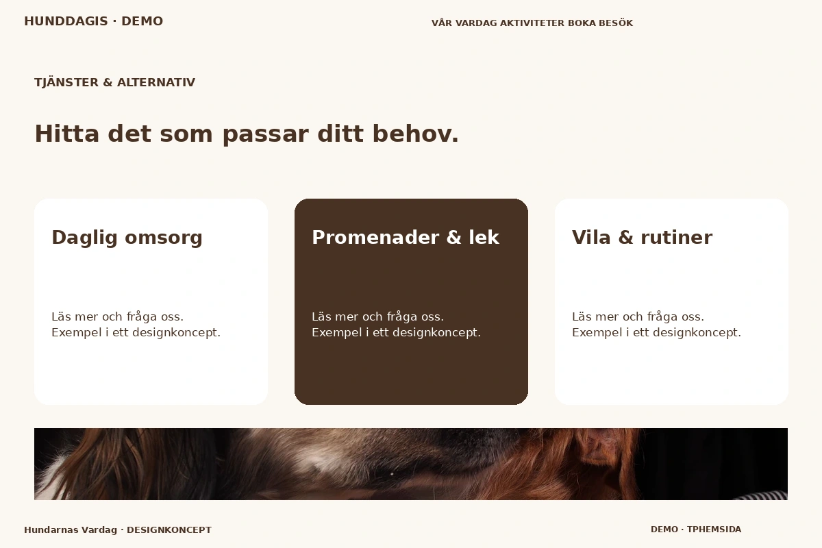 Hundarnas Vardag – Tjänster & alternativ för hunddagis