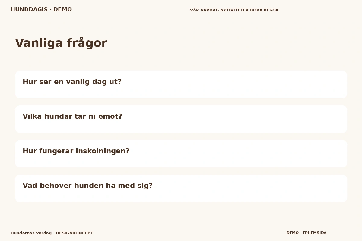 Hundarnas Vardag – Vanliga frågor för hunddagis