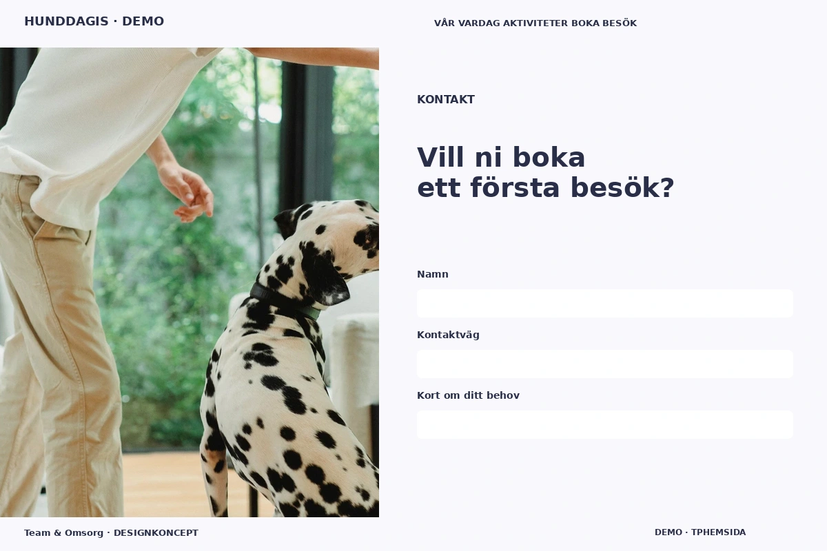 Team & Omsorg – Kontakt för hunddagis