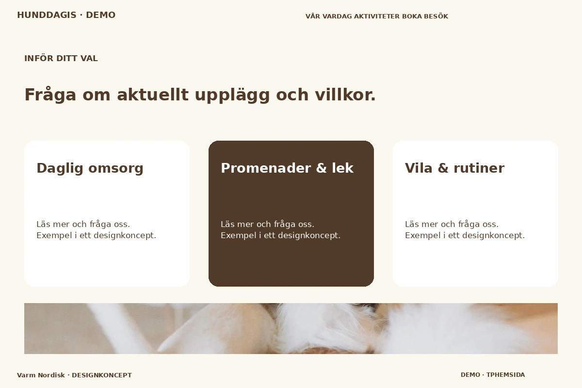 Varm Nordisk – Alternativ & villkor för hunddagis