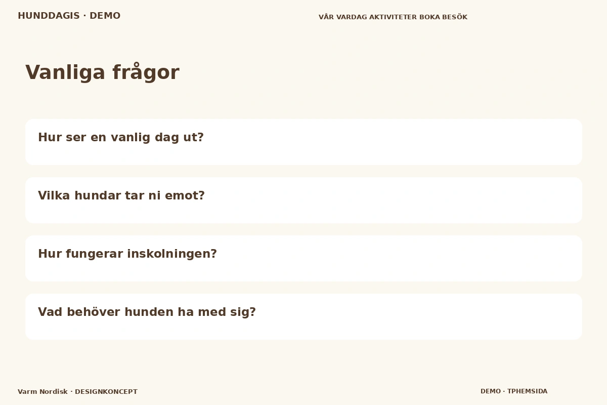 Varm Nordisk – Vanliga frågor för hunddagis