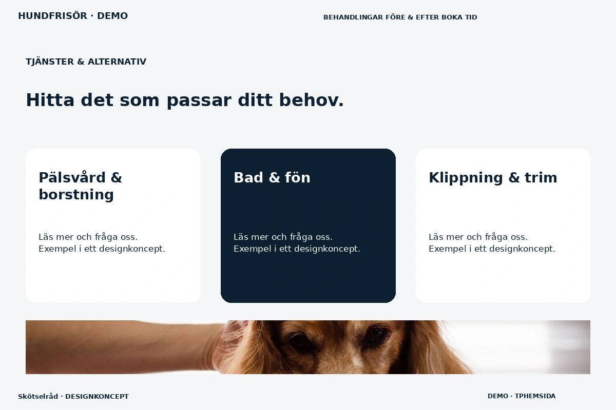 Skötselråd – Tjänster & alternativ för hundfrisör