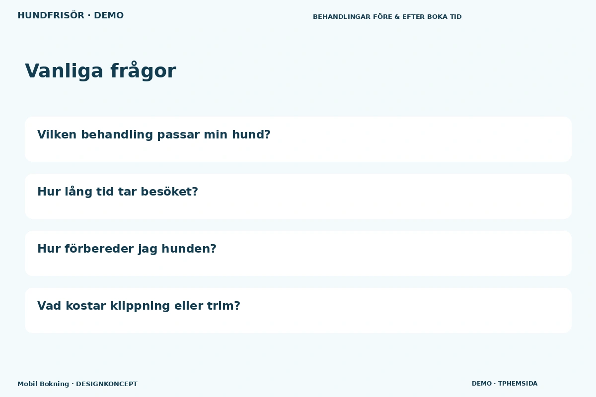 Mobil Bokning – Vanliga frågor för hundfrisör