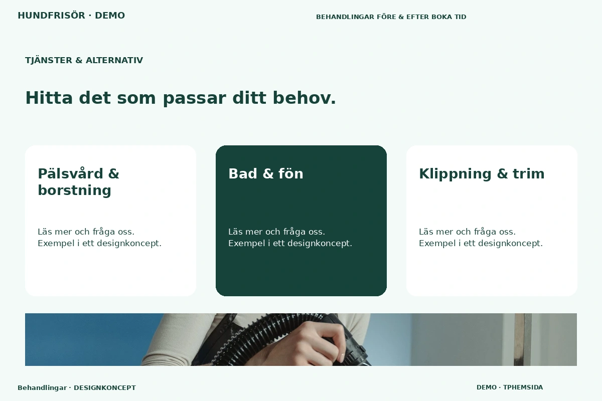 Behandlingar – Tjänster & alternativ för hundfrisör