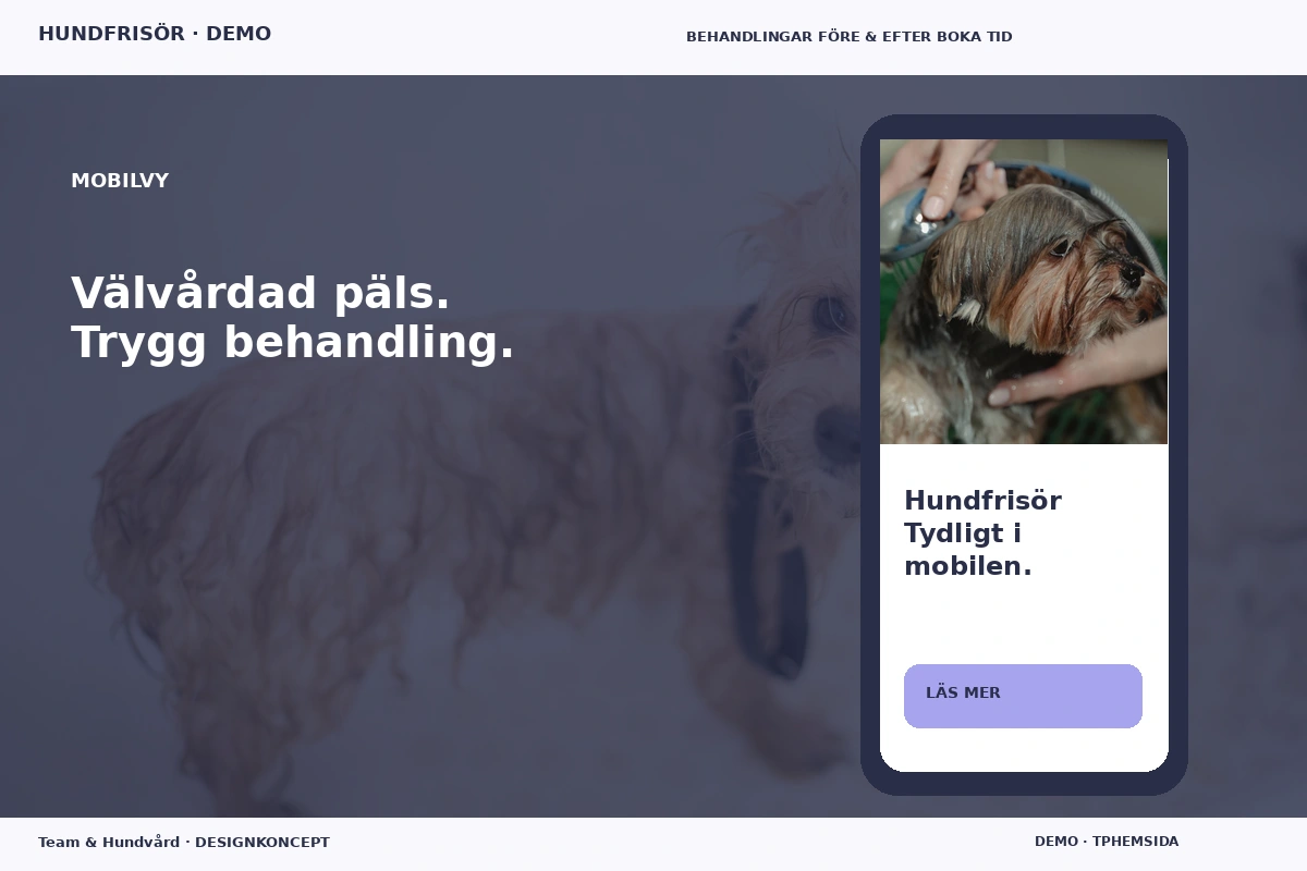 Team & Hundvård – Mobilvy för hundfrisör