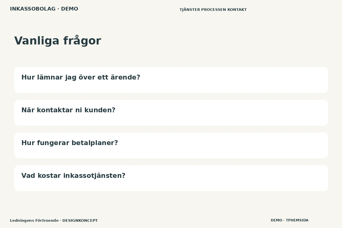 Ledningens Förtroende – Vanliga frågor för inkassobolag