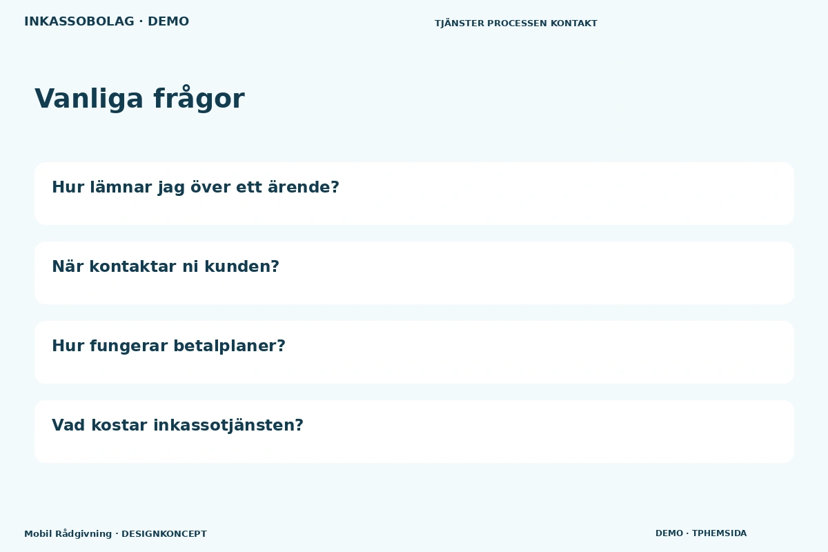 Mobil Rådgivning – Vanliga frågor för inkassobolag