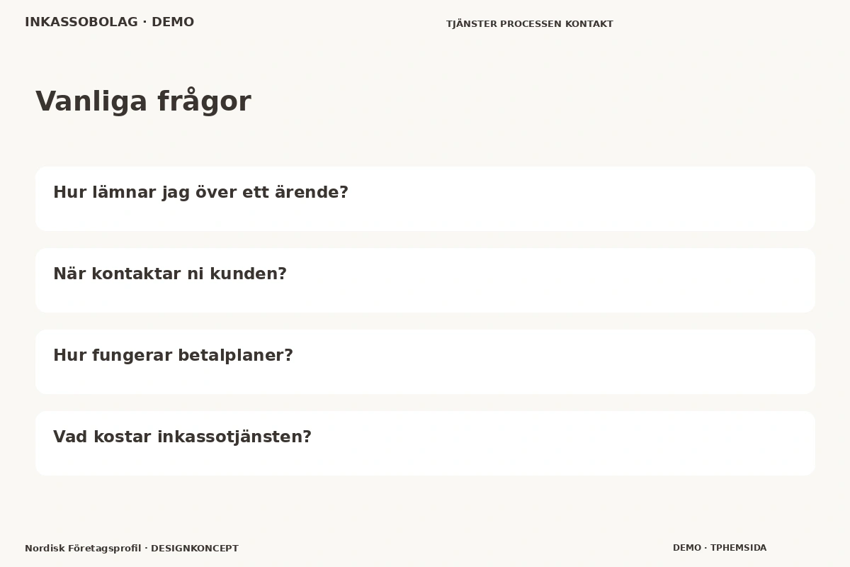 Nordisk Företagsprofil – Vanliga frågor för inkassobolag