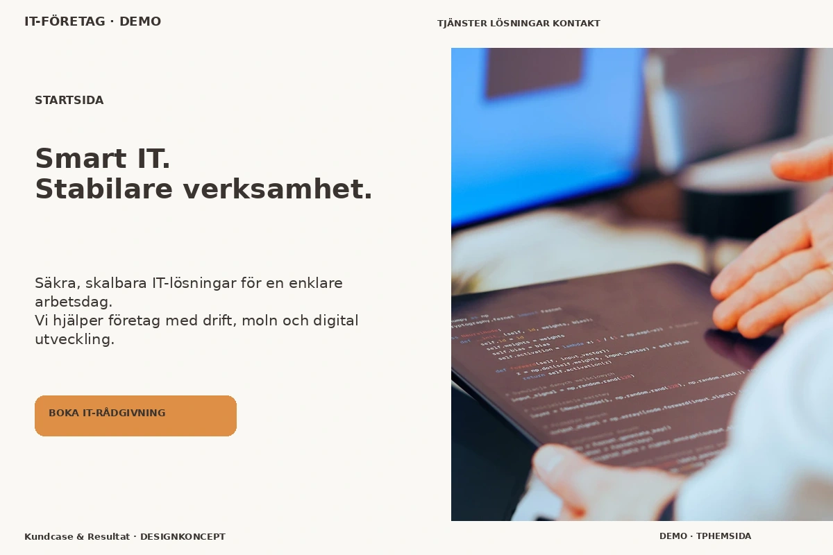 Kundcase & Resultat – Startsida för it-företag