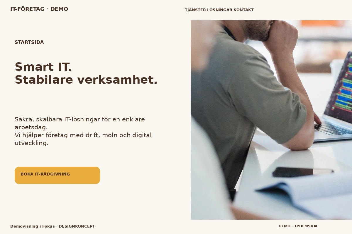 Demovisning i Fokus – Startsida för it-företag