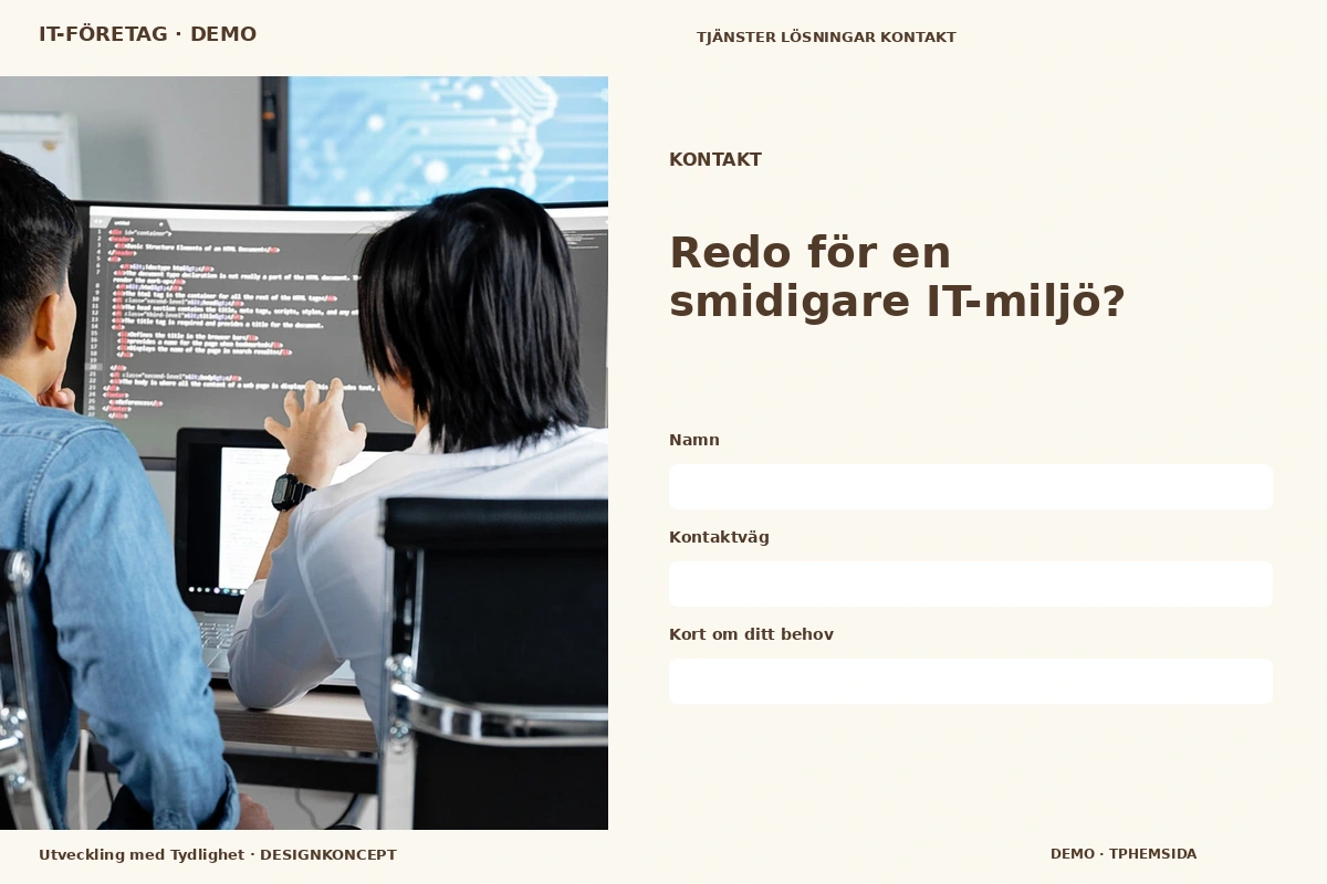 Utveckling med Tydlighet – Kontakt för it-företag