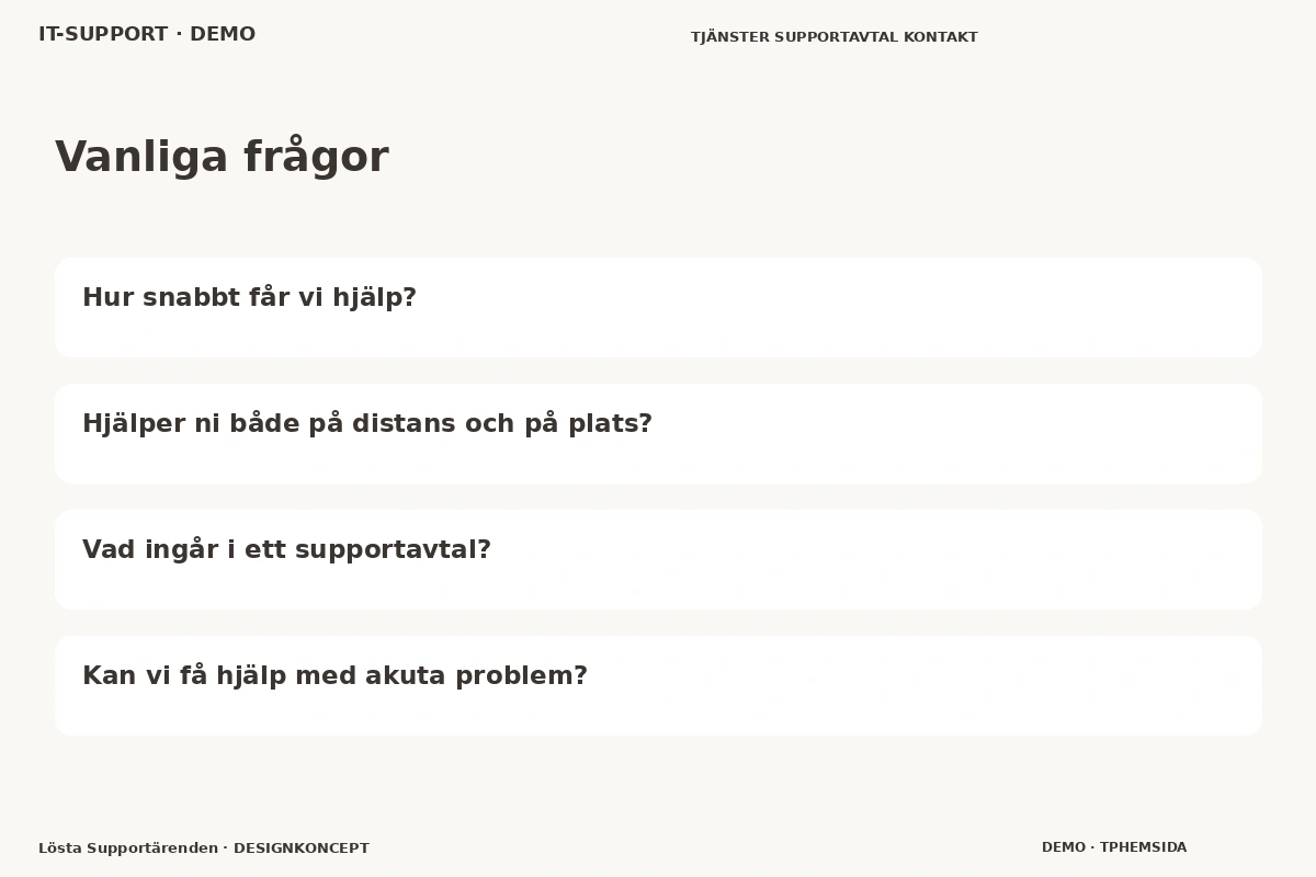 Lösta Supportärenden – Vanliga frågor för it-support