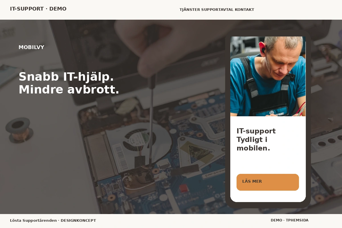 Lösta Supportärenden – Mobilvy för it-support