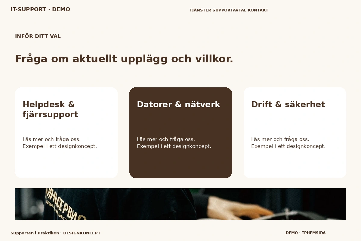 Supporten i Praktiken – Alternativ & villkor för it-support