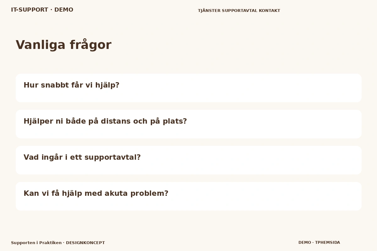 Supporten i Praktiken – Vanliga frågor för it-support