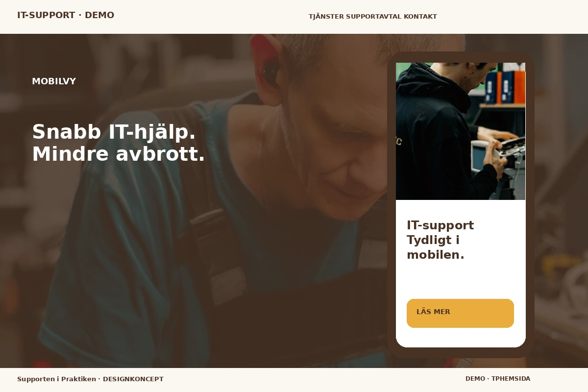 Supporten i Praktiken – Mobilvy för it-support
