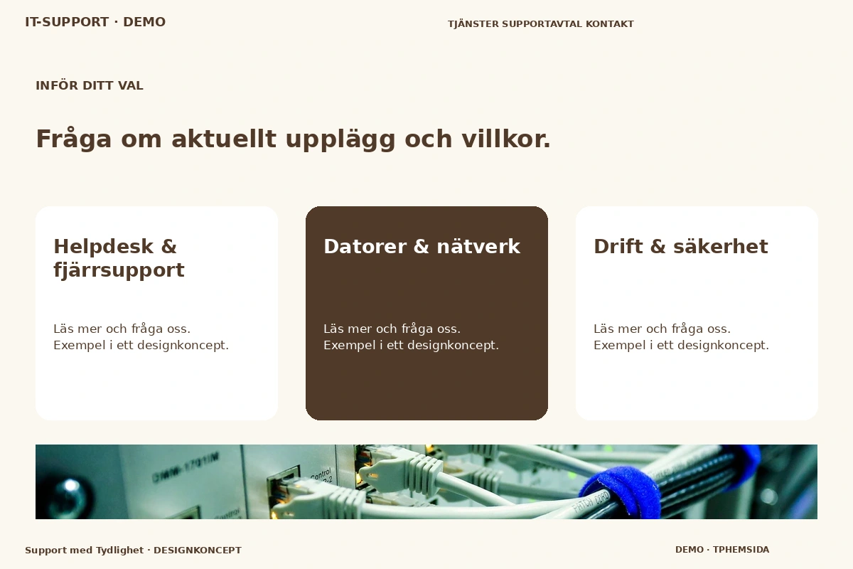 Support med Tydlighet – Alternativ & villkor för it-support