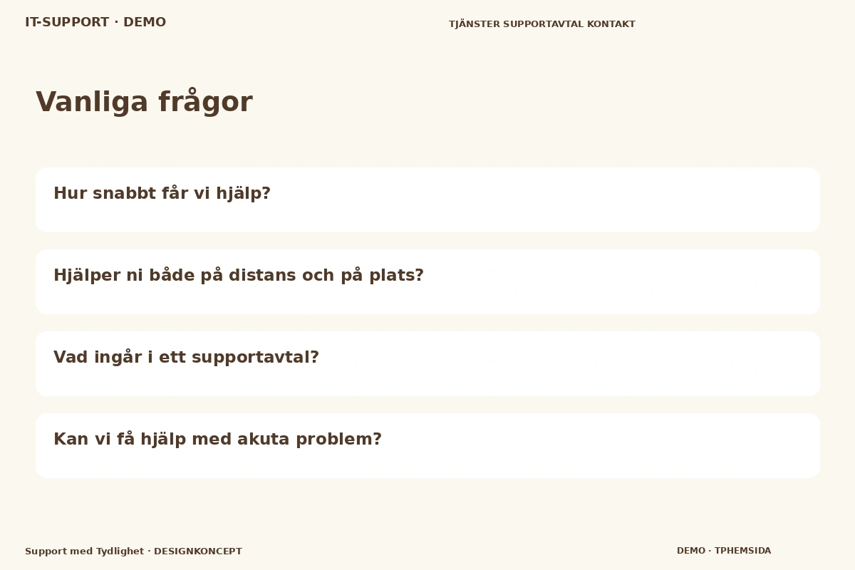 Support med Tydlighet – Vanliga frågor för it-support