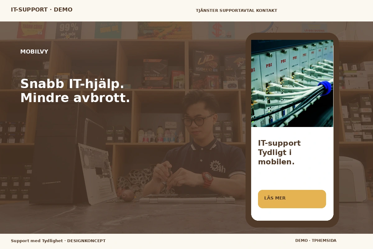 Support med Tydlighet – Mobilvy för it-support