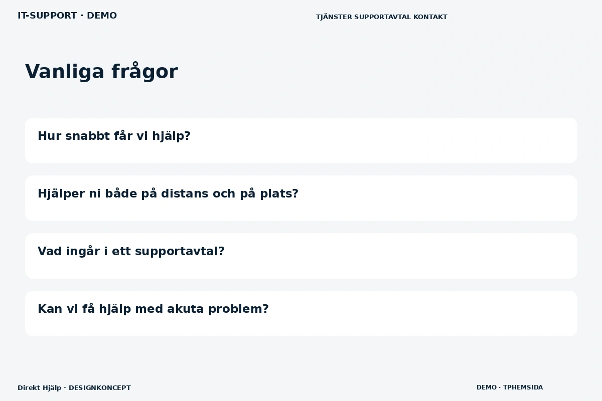Direkt Hjälp – Vanliga frågor för it-support