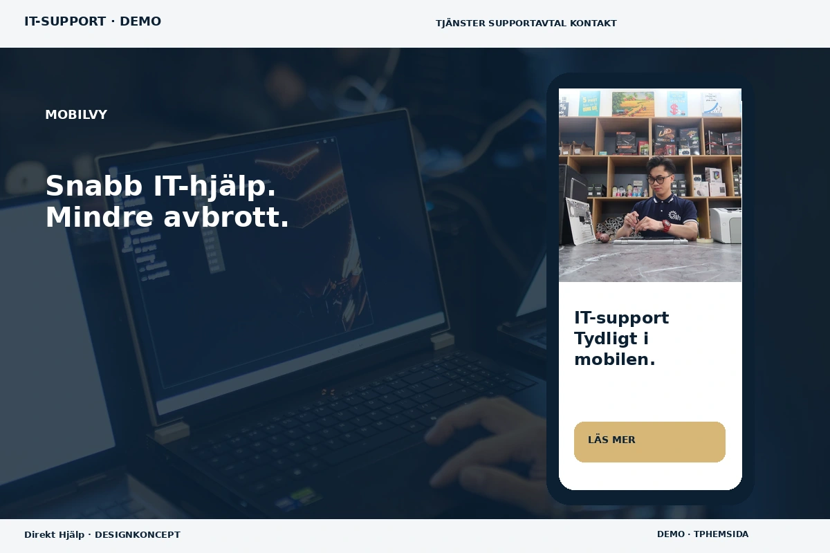 Direkt Hjälp – Mobilvy för it-support