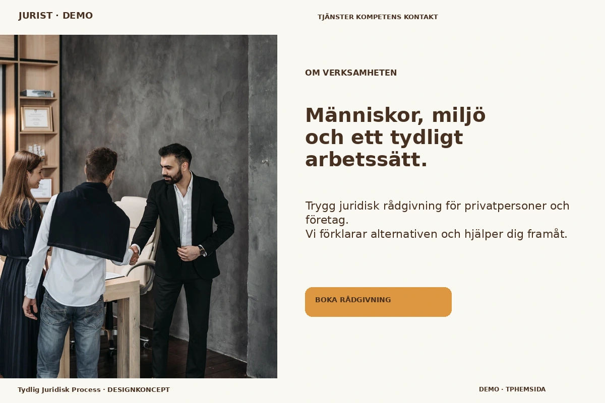 Tydlig Juridisk Process – Om verksamheten för jurist