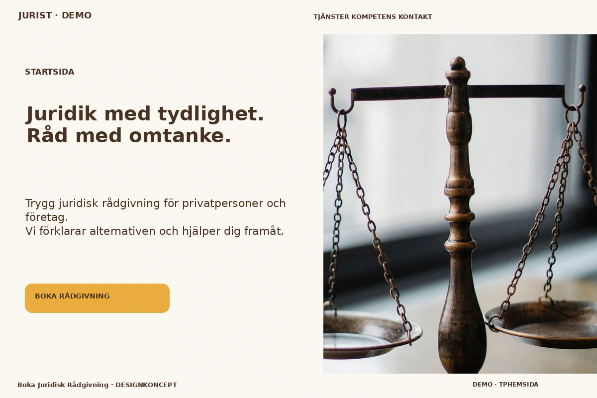 Boka Juridisk Rådgivning – Startsida för jurist