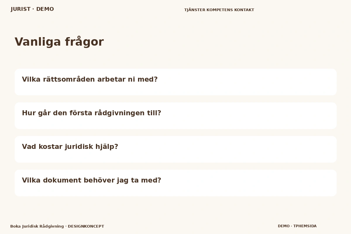 Boka Juridisk Rådgivning – Vanliga frågor för jurist