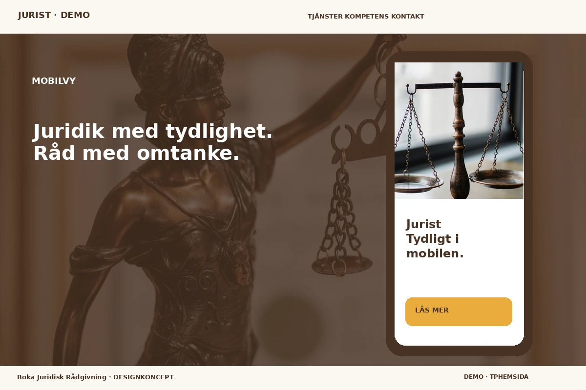 Boka Juridisk Rådgivning – Mobilvy för jurist