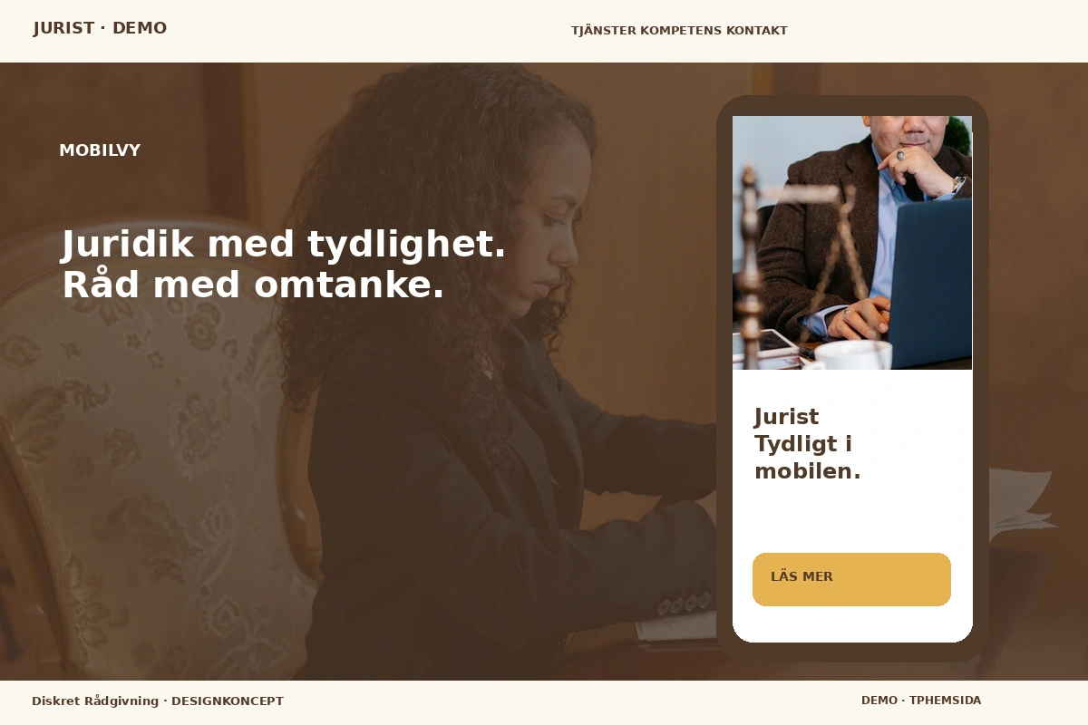Diskret Rådgivning – Mobilvy för jurist