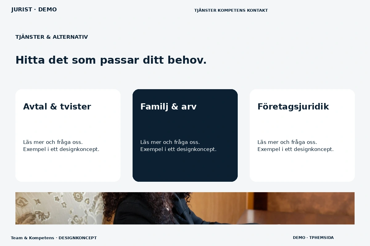 Team & Kompetens – Tjänster & alternativ för jurist
