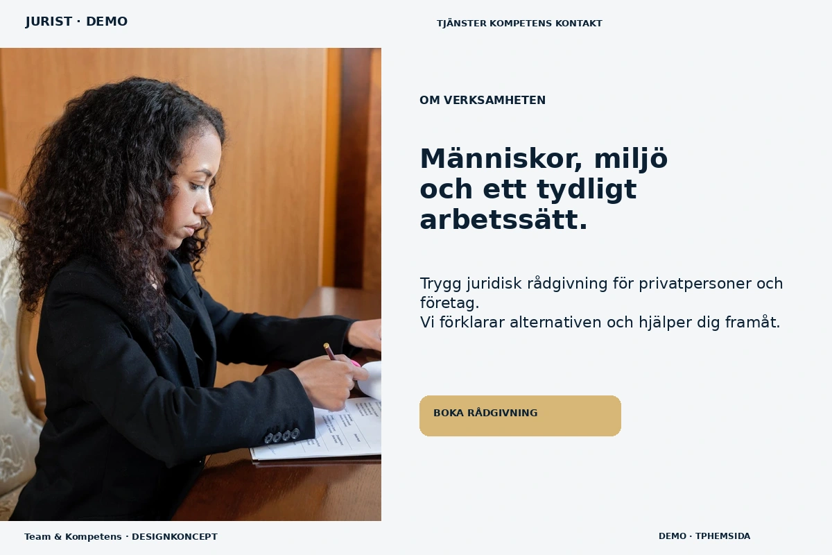 Team & Kompetens – Om verksamheten för jurist