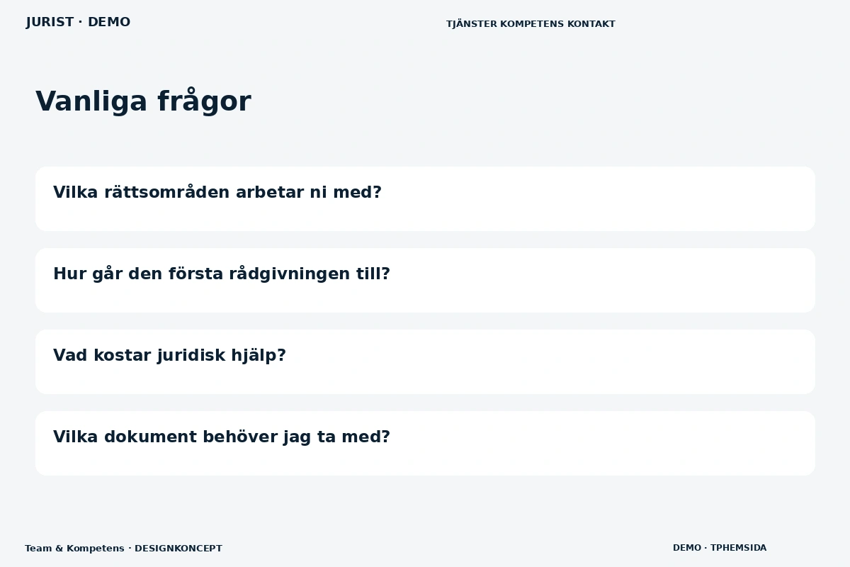 Team & Kompetens – Vanliga frågor för jurist