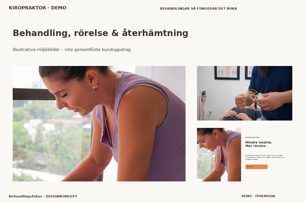 Behandlingsfokus – Behandling, rörelse & återhämtning för kiropraktor