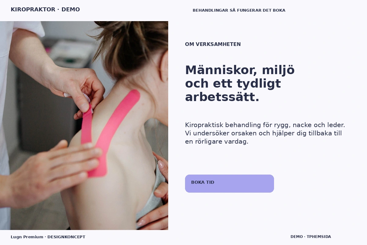 Lugn Premium – Om verksamheten för kiropraktor