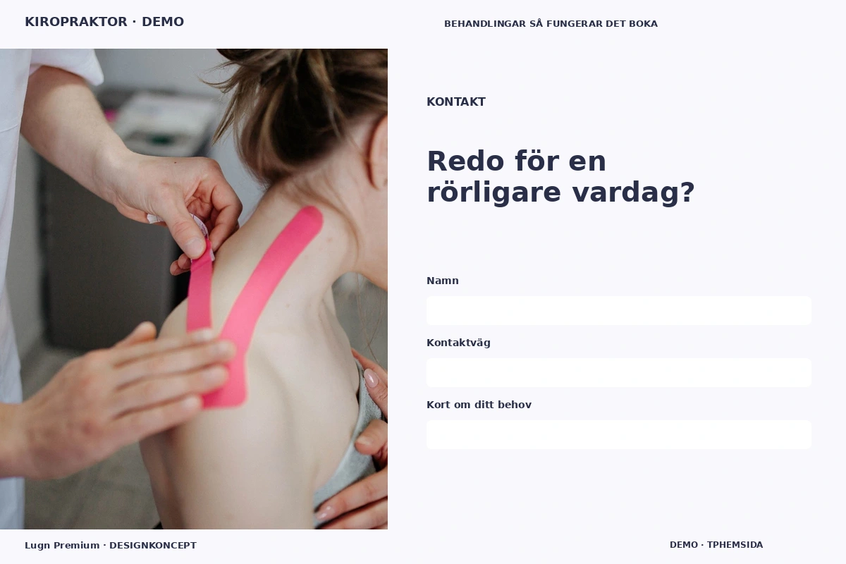 Lugn Premium – Kontakt för kiropraktor
