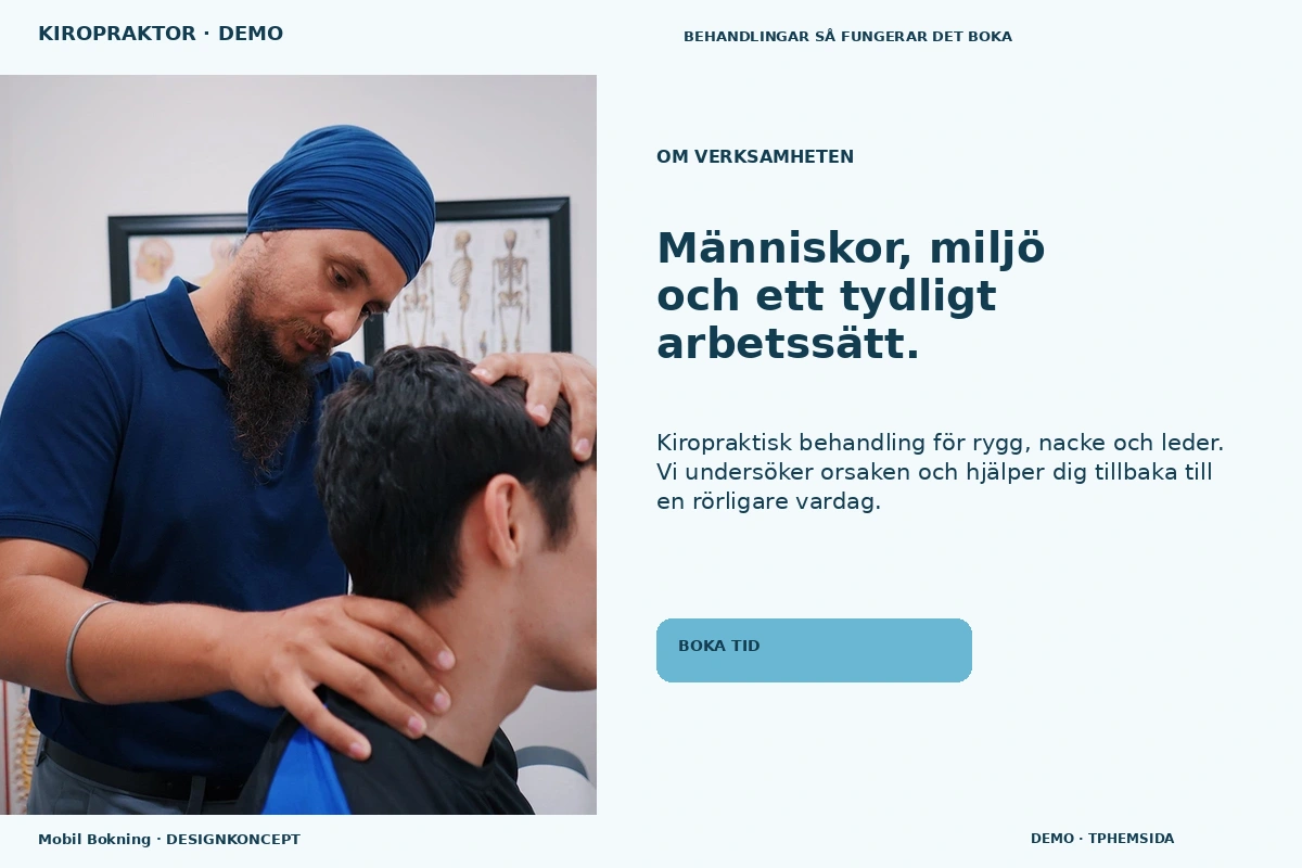 Mobil Bokning – Om verksamheten för kiropraktor