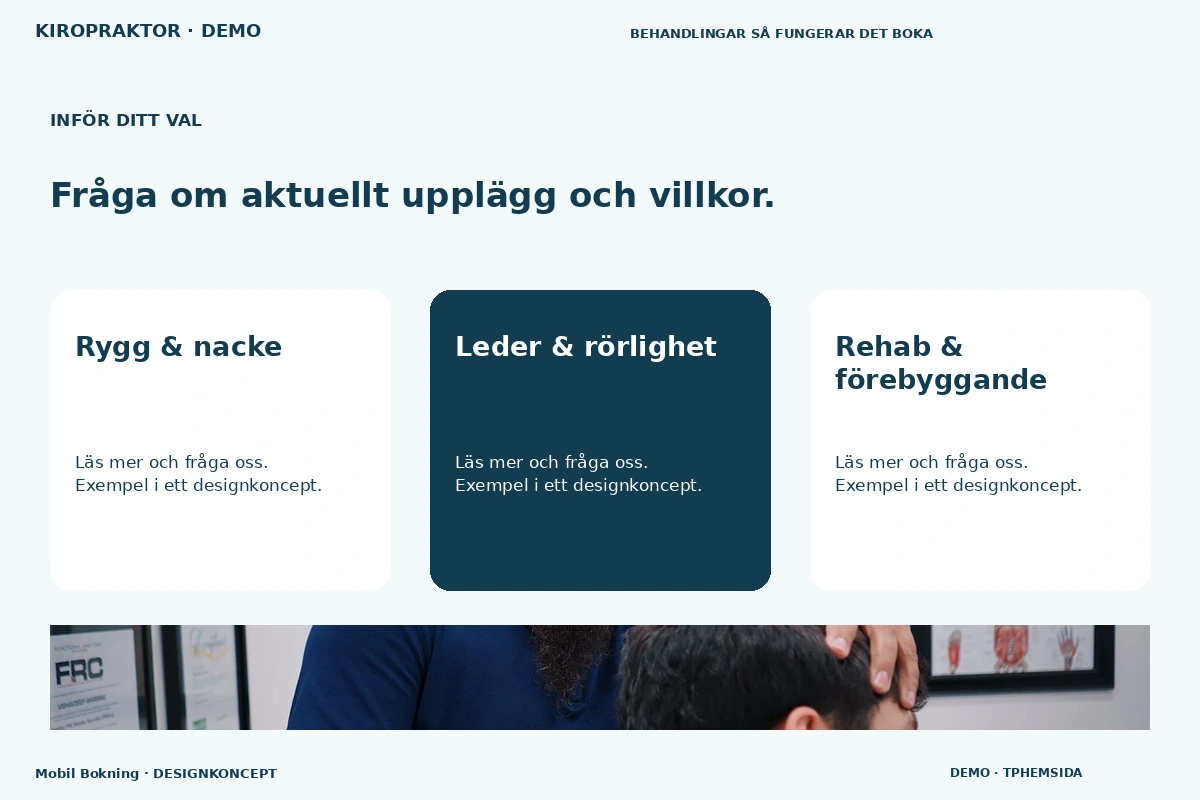 Mobil Bokning – Alternativ & villkor för kiropraktor
