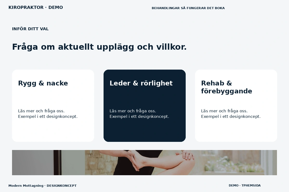 Modern Mottagning – Alternativ & villkor för kiropraktor