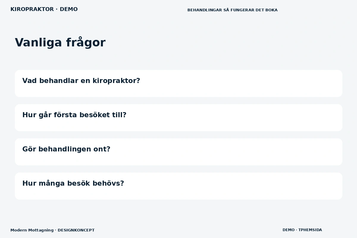 Modern Mottagning – Vanliga frågor för kiropraktor